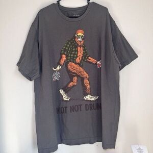 Vintage Mad Engine Sasquatch Not Not Drunk Beer T Shirt Black Mens Size 3XLT Fun
